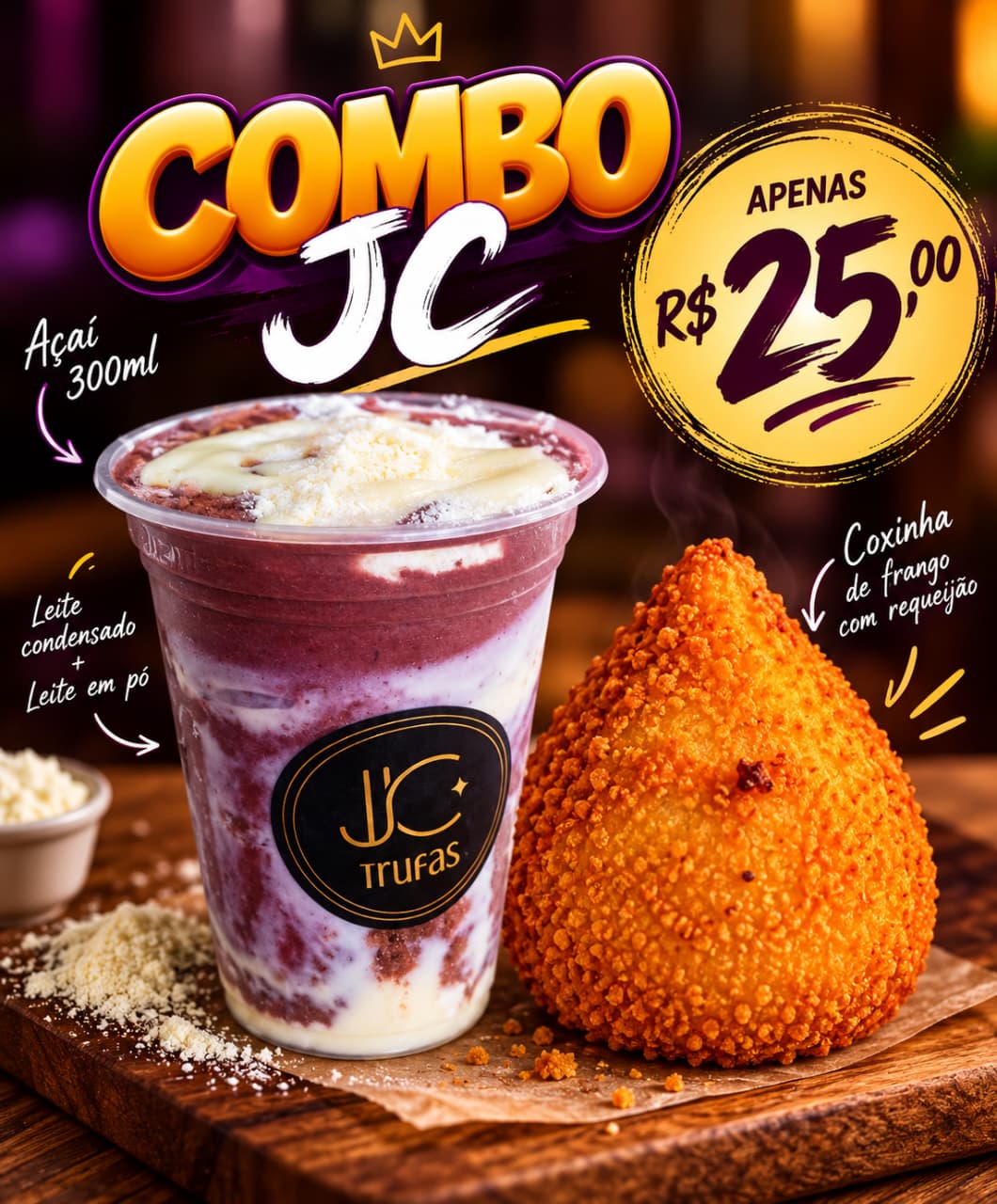 coxinha mais açaí 300ml